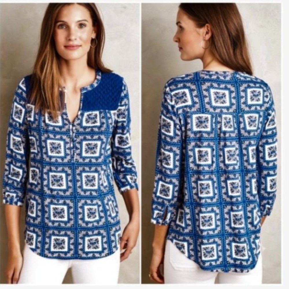Anthropologie Porridge Belmar Peasant Top